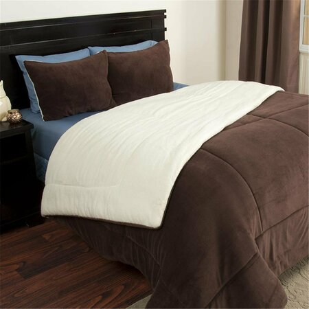 DAPHNES DINNETTE Sherpa & Fleece Comforter Set , Chocolate - 3 Piece DA3250880